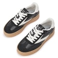 thumbnail image 4 of LUCKY STEP Womens Suede Thick Sole Sneakers Retro Rubber Fashion Casual Shoes,Black&White, 4 of 7