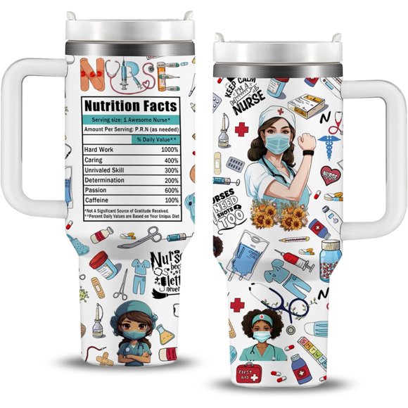 Nurse Gifts for Women, Nurse Tumbler Cup, Nurse Gifts, Nurse Appreciation Gifts, Graduation Christmas Gifts for Nurses, Gifts for Nursing Students, 40oz Nurse Mugs with Handle