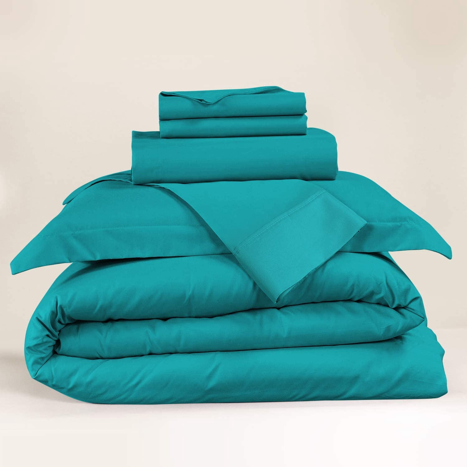 Nestl® 1000 Thread Count Premium Cotton Blend 6 Piece Duvet Cover Set, Includes Duvet Cover, Deep Pocket Fitted Sheet, 2 Pillow Cases, 2 Pillow Shams - Lightweight, hypoallergenic - King, Teal