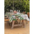 thumbnail image 3 of Outdoor Tablecloth with Umbrella Hole for Patio/Picnic/Party/Camping, Green Cactus Waterproof Table Cloth Rectangle Table Cover Washable, Summer Watercolor Botanical Wooden Grain (54"x 80"), 3 of 8