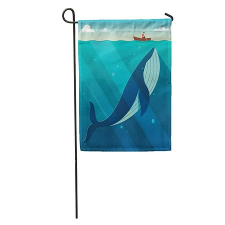 KDAGR Blue Dick Huge White Whale Under The Small Boat Hidden Power Flat Sea Underwater Garden Flag Decorative Flag House Banner 12x18 (Best Small Power Boats)