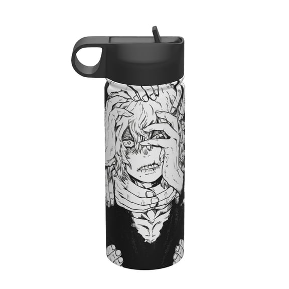 Shigaraki Tomura Insulated Water Bottle, 18oz Vacuum Stainless Steel Sports Kettle With Straw Lid, Leakproof Drinking Thermos Cup For Outdoor Gym Travel