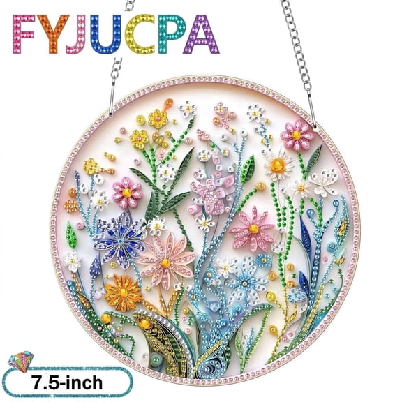 FYJUCPA Flower Hanging Diamond Art Kits for Adults Pendant Suncatcher, Special Shaped Crystal DIY Pearl Diamond Kit, Gift for Mother Spring Summer Window Wreath Decor