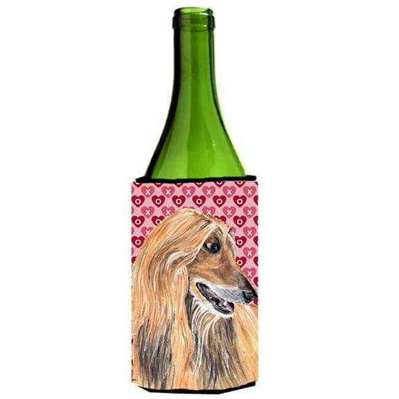 Afghan Hound Hearts Love And Valentines Day Wine bottle sleeve Hugger - 24 Oz.