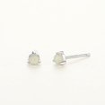 thumbnail image 3 of Lavishe Rhodium Plated 925 Sterling Silver 3mm Round White Opal Stud Earrings for Women, 3 of 4