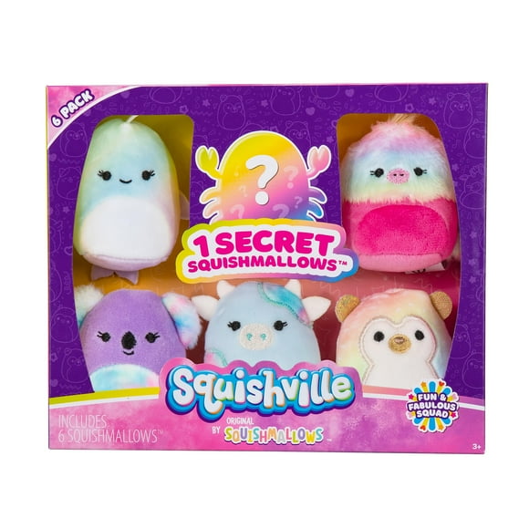 Squishville by Original Squishmallows Fun & Fabulous Squad Plush - 6-Pack of 2-Inch Squishmallows Toys for Kids