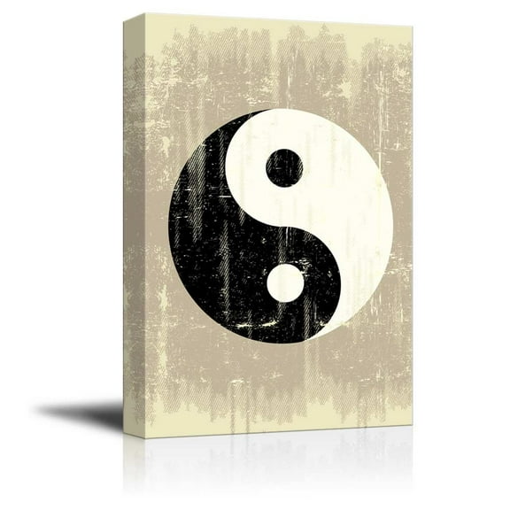 Canvas Prints Wall Art - A Grunge Background with a Yin Yang Symbol for a Publicity - 12" x 18"