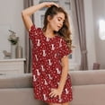 thumbnail image 3 of Sikiie Christmas Deer Head Print Women's Short-sleeved Nightdress, Round Neck Pullover Nightdress Pajamas Summer Home Wear, 3 of 6