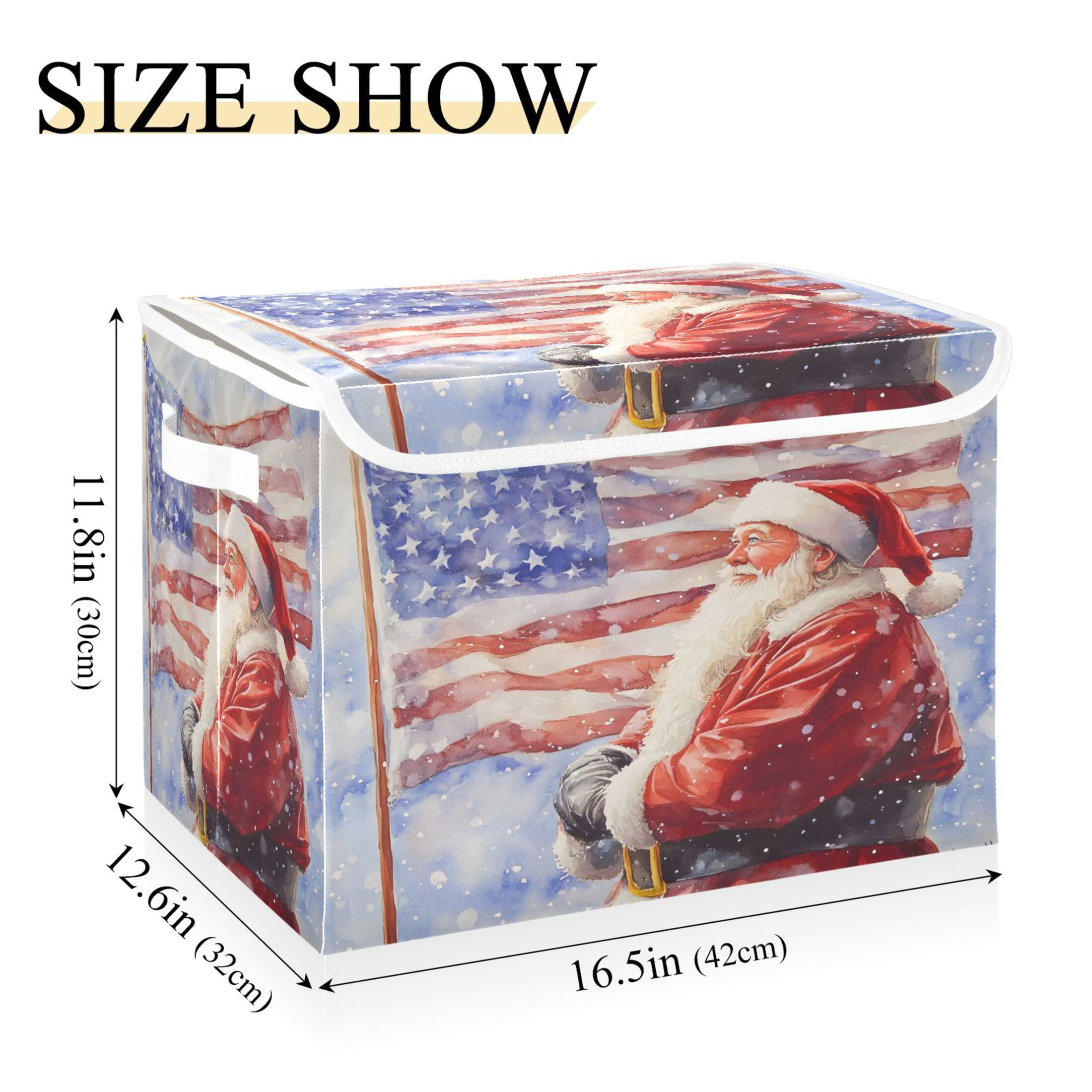 Ryvnso Christmas Santa Claus Large Lidded Foldable Storage Baskets Cubes Boxes Lids Bin for Home