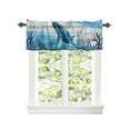 thumbnail image 2 of Kitchen Cafe Valance Curtain for Small Windows,Undersea World Blue Whale Seaweed Rod Pocket Short Valances Vintage Farm Wood Grain Window Treatment Panel for Living Room/Bedroom/Bathroom,42x12in, 2 of 9