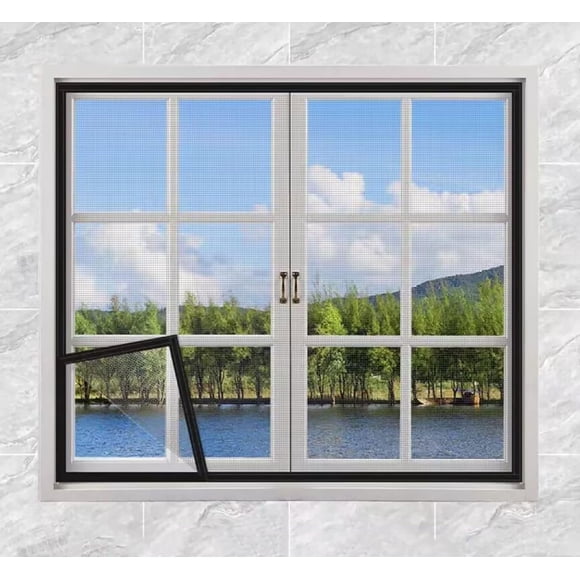 Reusable 80x120cm Window Mosquito Net with Frame & Magic Ribbon - Tear-Resistant, Stable, Durable Insect/ Fly/ Mosquito Barrier for Summer, Breathable Mesh Screen to Keep Bugs Out, Includes 1 Screen