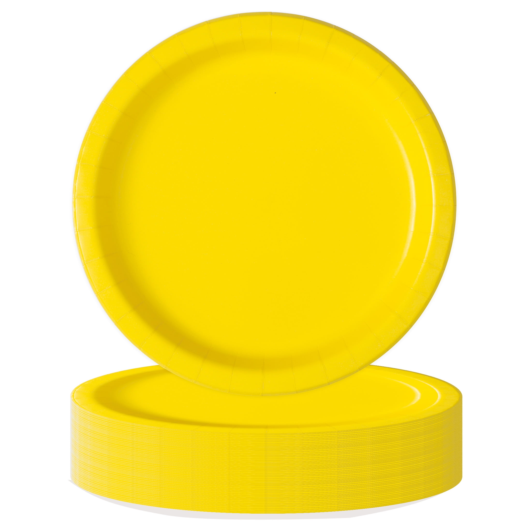 Way to Celebrate! Neon Yellow Paper Dessert Plates, 7in, 70ct