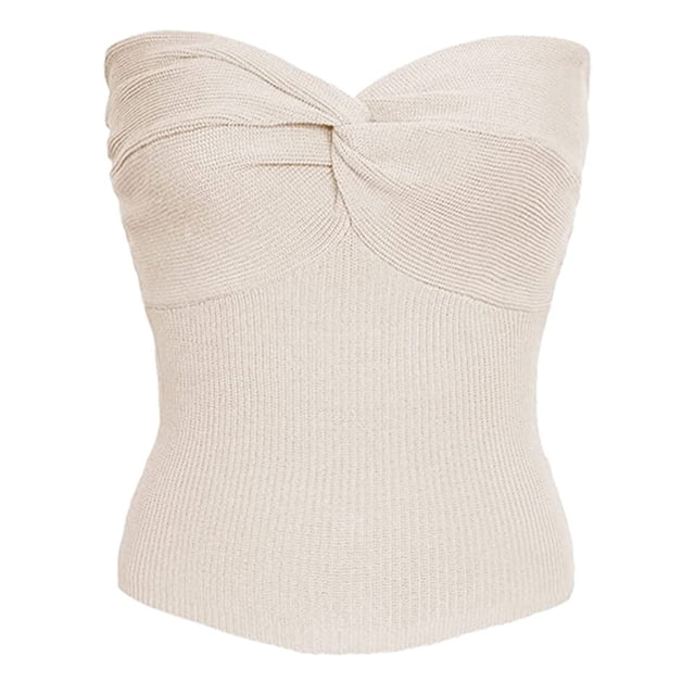 Top sin tirantes para mujer Sexy Sweetheart Knit Knot Front Camisola sin mangas Adepaton BST3006084-2