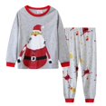 thumbnail image 2 of Pijamas para niños de dibujos animados de Navidad 2 piezas de manga larga Otoño Invierno cuello redondo manga larga Top y pantalones conjunto, 2 of 4