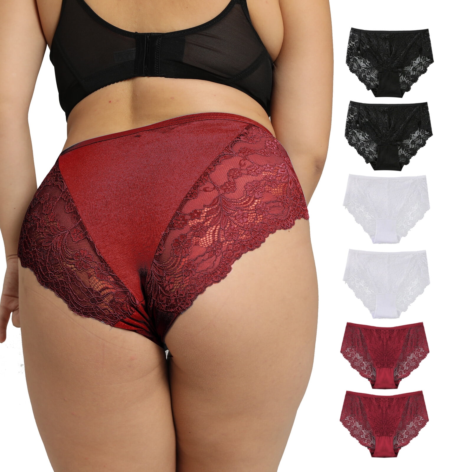 Cinvik Womens Lace Underwear High Waisted Seamless Cheeky Sexy Bikini  Panties, Comfy Breathable Briefs Pack 