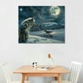 thumbnail image 3 of Nawypu Wild Animals Canvas Wolf Wall Art Snow Night Moon Wolf Starry Sky Picture Posters Home Wall Decor for Living Room Dining Room Office Modern Artwork Framed Arctic Wolves Paintings, 3 of 5