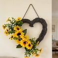 thumbnail image 4 of Spring Decor,15.7In Artificial Sunflower Heart Wreath Bright Cheerful Floral Display Weather-Resistant Lightweight,Festive Decor for Front Door Wall Window Wedding Party Home Celebration Decor, 4 of 6