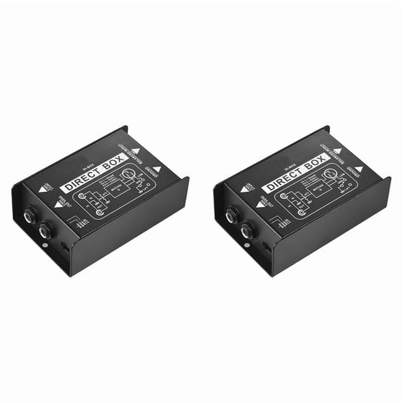 2X Passive Direct Box Single Channel Passive DI-Box Direct Injection Box Balanced & Unbalance Signal Audio Isolator,2 x DIRECT BOX,Black