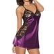 thumbnail image 2 of Gibobby Conjuntos de bragas de encaje Lencería de dos piezas para mujer, sexy con encaje floral, escote en V profundo, brasier inalámbrico y tanga exótico(Morado, XG), 2 of 4