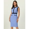thumbnail image 2 of DARING DIVA Sheath Sleeveless Contrast Color Pencil Dress XL Black Blue, 2 of 6
