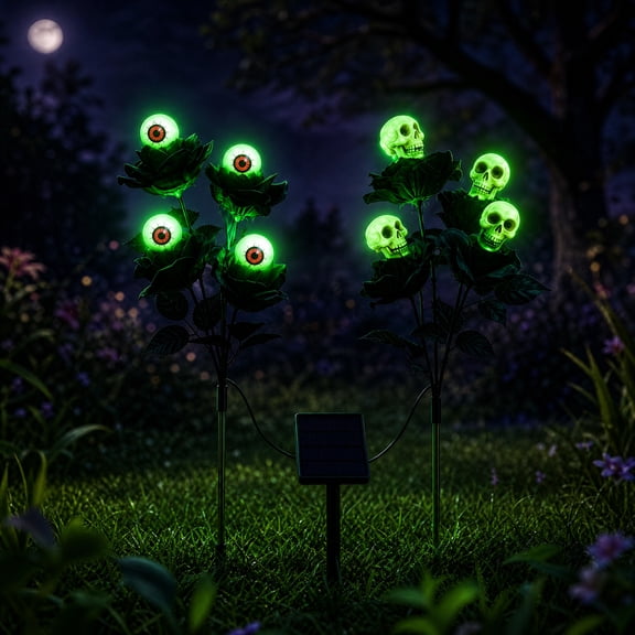 INSMART Solar Halloween Lights 2-in-1 Eyeball Skull Glowing for Yard Path