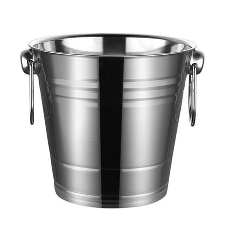 

Stainless Steel Ice Bucket Portable Ice Chiller Cooler With Comfortable Handle