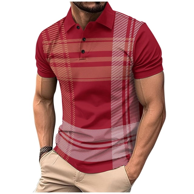 Chemises pour Hommes, Été Chemise à Manches Courtes Imprimée Rayée Col Rabattu