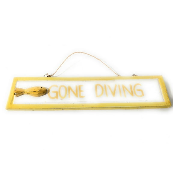 Gone Diving 12" Wooden Sign - Rustic Nautical Blue | #Ort1703130y