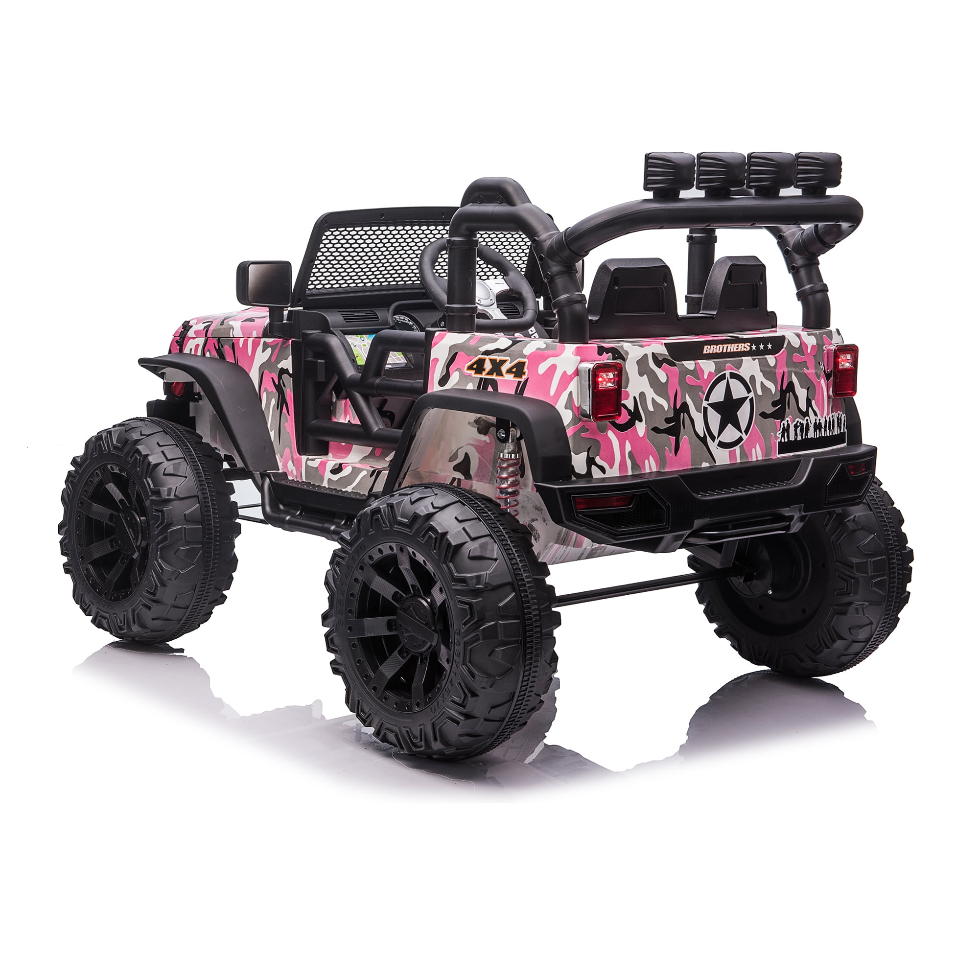 CIPACHO Kids Ride On Truck, 24V Battery Powered Toy Car with Spring Suspension, Remote Control, Camouflage Pink