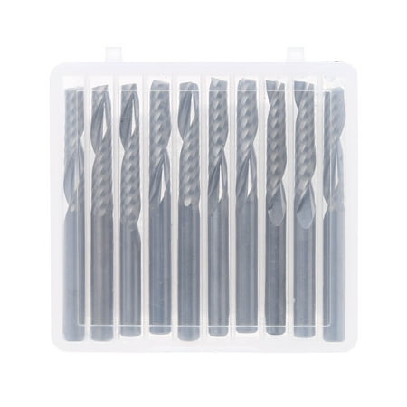 

SIEYIO 10 Pcs 4mm Shank Single Flute Carbide Spiral End Mill Cutter CNC Router Bits 22m