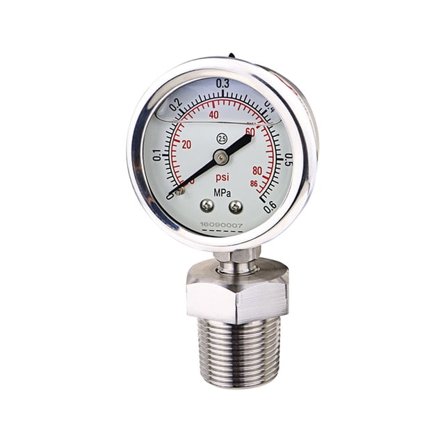 Manomètre 3/4 Po. NPT Mâle Fileté Jauge de Pression-SS304 en Acier Inoxydable, Facile à Installer