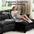 thumbnail image 4 of Howcool Cloud Couch Modular Sectional Sofa 4 Seat 148" U Shaped Convertible Couch Chenille Thick Cushion with Ottoman, Removable & Washable Cover for Living Room, Black, 4 of 8