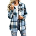 thumbnail image 2 of Womens Winter Plaid Midi Coats Fuzzy Lined Stand Up Collar Long Sleeve Button Down Coat Fashion Casual Warm Outerwear Multicolor 02 L, 2 of 7