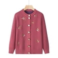 thumbnail image 2 of Womens Cardigan Sweaters Flower Embroidered Button Up Long Sleeve Knit Sweater Fall Winter Warm Top Relaxed Fit Women's Sweaters XXXL, 2 of 4