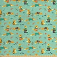 thumbnail image 1 of Cartoon Fabric by the Yard, Autumn Season Foliage Background Hipster Foxes with Glasses Design, Decorative Upholstery Fabric for Sofas and Home Accents, Pale Green Orange by Ambesonne, 1 of 4
