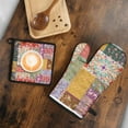 thumbnail image 5 of Pioneer Flower Kitchen Oven Mitt and Pot Holder Sets 2 Pcs for Baking, Cooking and Grilling, Heat Resistant Up To 392 °F, 5 of 7