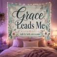 thumbnail image 2 of Grace Leads Me Faith Text with Floral Frame Serene Vintage Style for Spiritual Decor Lovers Inspirational Faith Wall Art Mother's Day Gift Tapestry Wall Hanging for Bedroom Living Room, 2 of 7