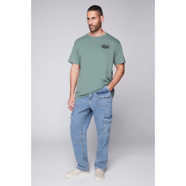 VISION STREET WEAR GELFAND - Loose Fit Cargo Pant with Adjustable Hems - Dark Stone Denim