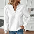 thumbnail image 2 of Breezora Women's Ribbed Knit Sweatshirt Zip Front Long Sleeve Top Soft Stretchy Comfort Casual Streetwear Style M Size White, 2 of 6