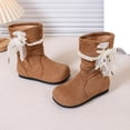 thumbnail image 4 of Girls Mid-Calf Boots Slouch Lace Bow Winter Fashion Casual Shoes for Toddler Little Kid, 4 of 8
