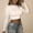 White, variant on Outfmvch crop tops for women Exposure Of Navel Long Sleeve Solid Shirt womens tops crop tops Black