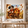 thumbnail image 5 of Happy Puppy in Pumpkin Wagon with Maple Leaves, Playful Rustic Style for Dog Lovers, Harvest Wall Art, Housewarming Gift, Tapestry Wall Hanging for Bedroom and Living Room, 5 of 7