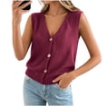 thumbnail image 5 of Women's Vest Sleeveless Knit V-Neck Button Up Casual Sweater Vest for Outdoor & Casual, 5 of 9