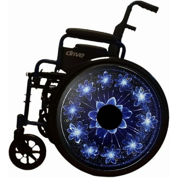 Cherry Wheels .com Wheelchair Accessories, 2-Pack, Enhances Aesthetics, New Matt Finish (Blue Floret)