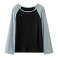 thumbnail image 1 of Toddler Boys Summer Tops Tees Casual Raglan Long Sleeve Color Block Patchwork Stylish Tee Blouse Daily Spring Shirts For Kid 12-13T, 1 of 7