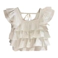 thumbnail image 3 of GXWEA Girls Summer Clothes Kid's Ruffle Layered Top Square Neck Sleeveless Chiffon Blouse Soft for Casual Outings（11-12 Years，White）, 3 of 3