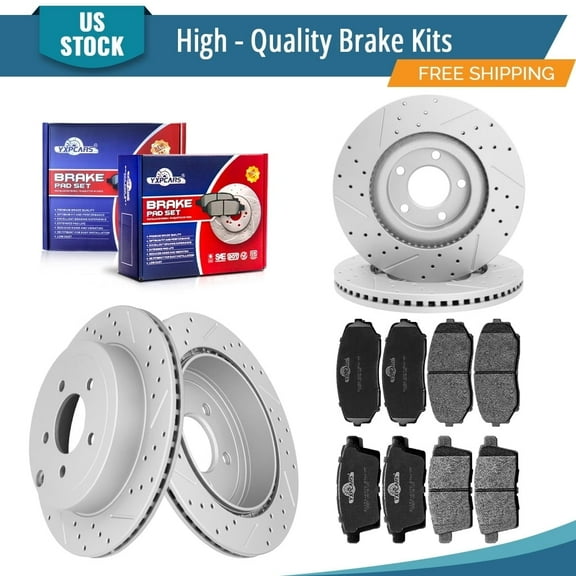 YXPCARS 12PCS Brake Kits, Brake Rotors Ceramic Brake Pads for Ford Edge Lincoln MKX 2007-2010, Front Rear (54154, 54156, D1258, D1259)