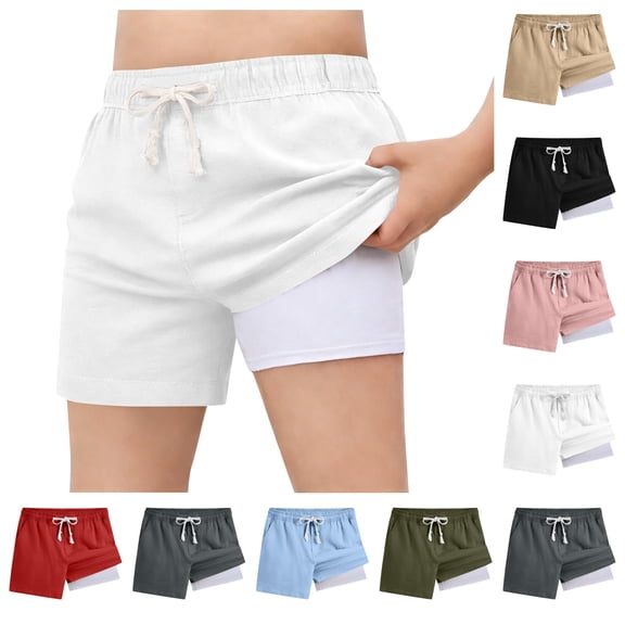 LIBRCLO Kids Swim Trunks Boys Quick Dry Shorts Boys 2 in 1 Swim Trunks Summer Hawaiian Beach Board Shorts Bathing Suits Size 12 Years White