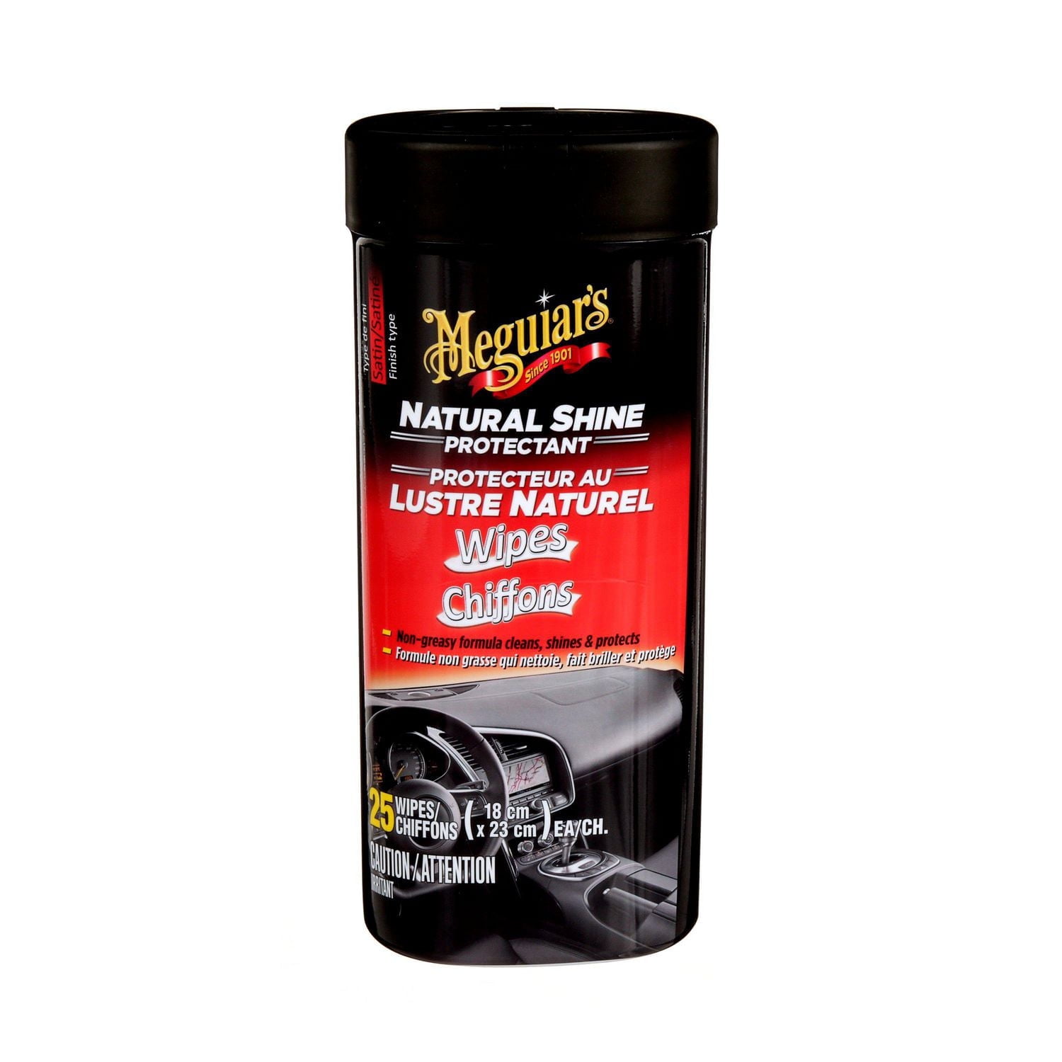 Meguiar's® Natural Shine Protectant Wipes, G4100C, 18 cm x 20 cm, 30 Wipes/Pack, 18 cm x 20 cm