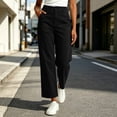 thumbnail image 5 of Cagogo Women Plus Size Wide Leg High Waisted Trousers with Pockets Casual Loose Ankle Pants Streetwear Travel Work Lounge Outfits Fall Winter Clothes, Black 3XL, 5 of 9